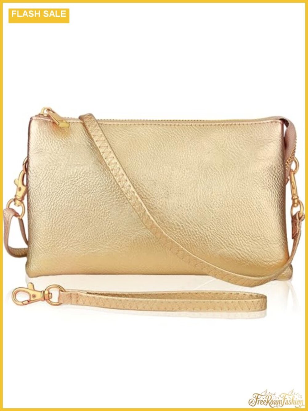 Vegan Leather Convertible Crossbody Wristlet Clutch with Detachable Straps